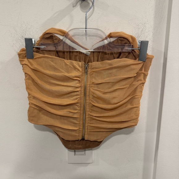 Tan Ruched Strapless Top - Picture 3 of 4